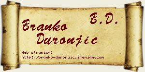 Branko Duronjić vizit kartica